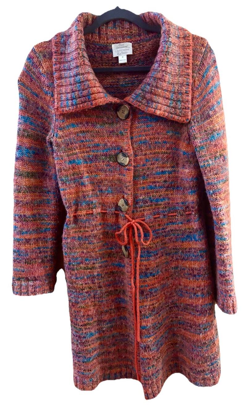 Christopher Banks Long Cardigan Sweater Vibrant Multicolor M Grannycore Boho